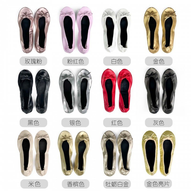 أحذية باليه داخلية قابلة للطي شعبية أحذية زفاف رقص بدون أربطة ش slippers مسطحة زفاف - Image 2
